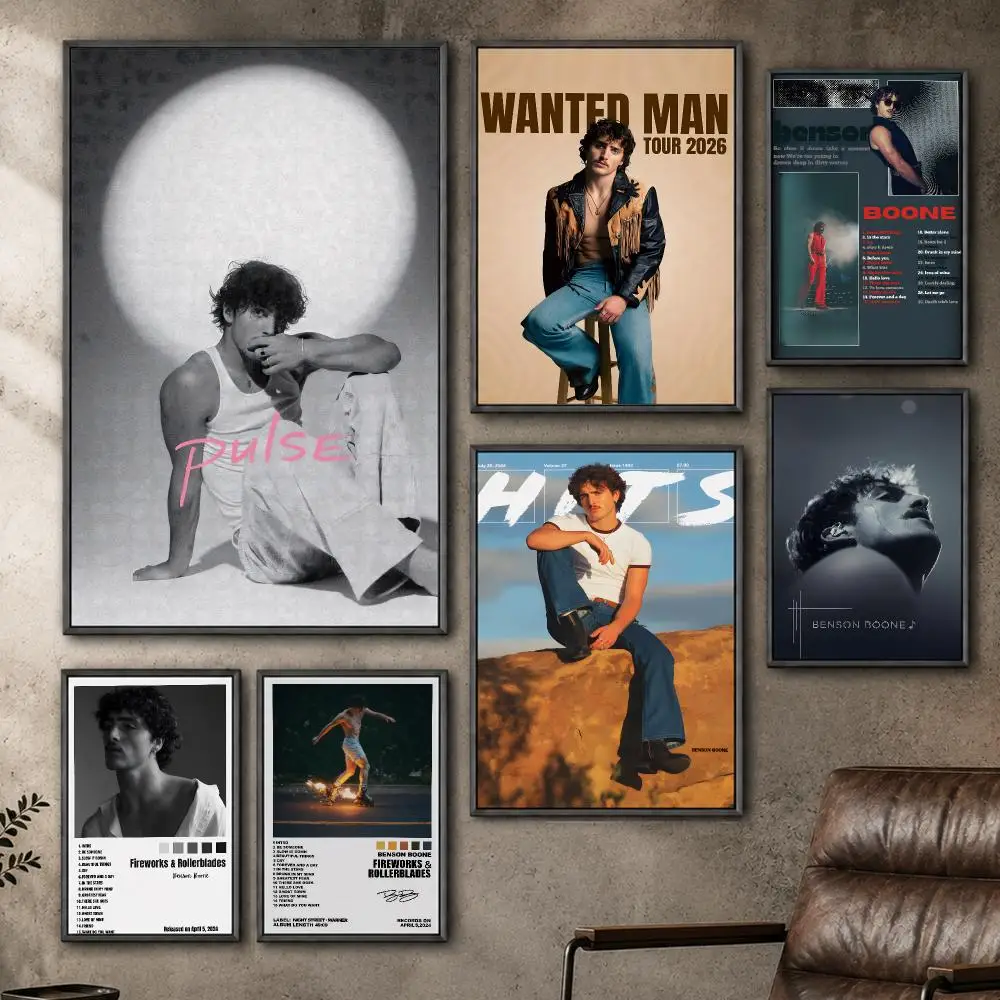 Music Benson Boone Pop Singer Poster  PP Self Adhesive Home Garage Dorm Bar Wall Decor Aesthetic Retro Gift