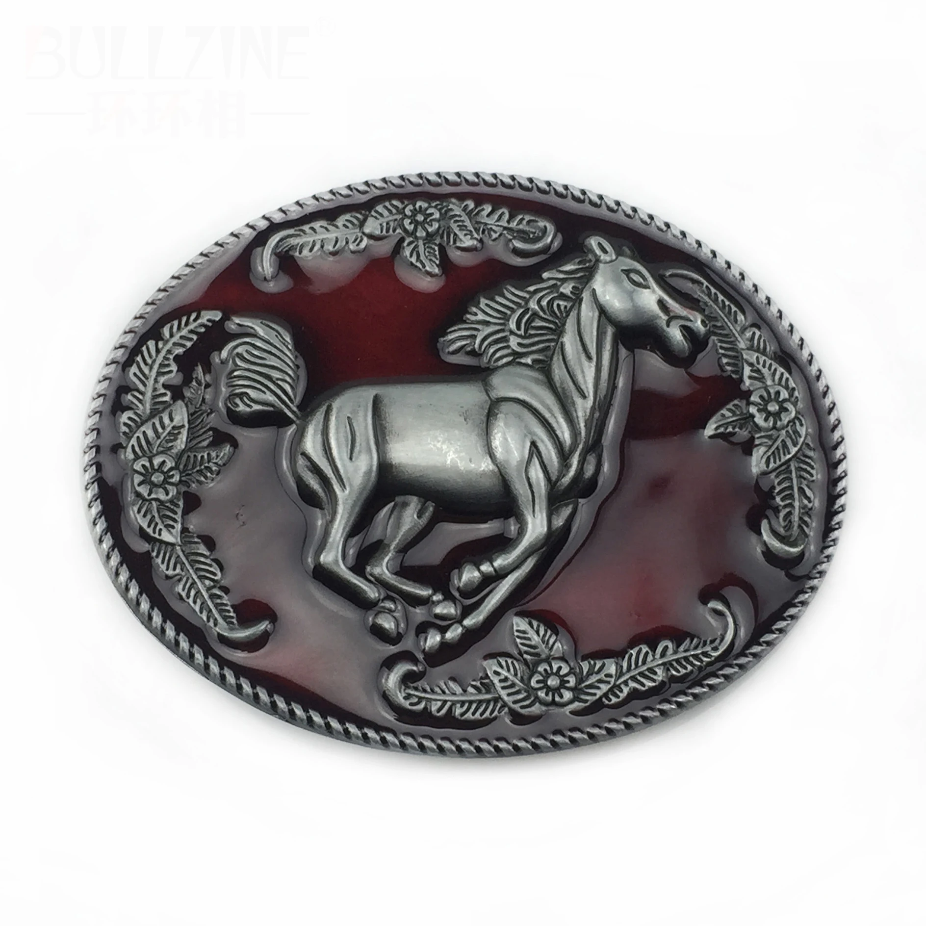 Western Zinc Alloy Cowboy Horse Cross Deign Rhinestone Men Belt Buckle