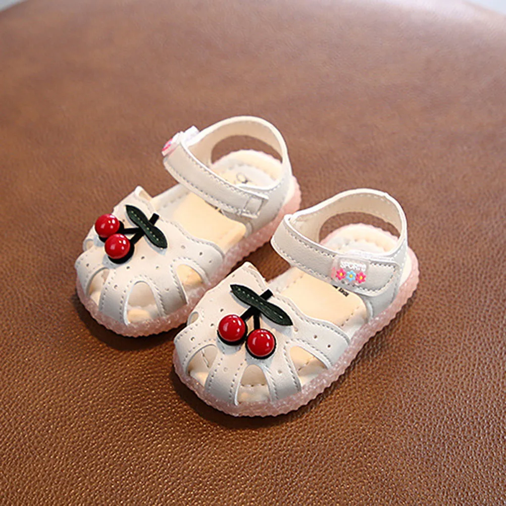 

1 пара детских летних сандалий с вишневым узором, дышащие износостойкие сандалии с мягкой подошвой для маленьких девочек, легкая удобная обувь