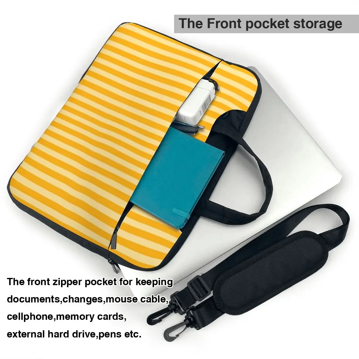 Striped Vertical 2 Yellow Crossbody Laptop Bag Case Computer Bag 13 14 15.6 Inch Notebook Pouch for Macbook Pro Lenovo 5