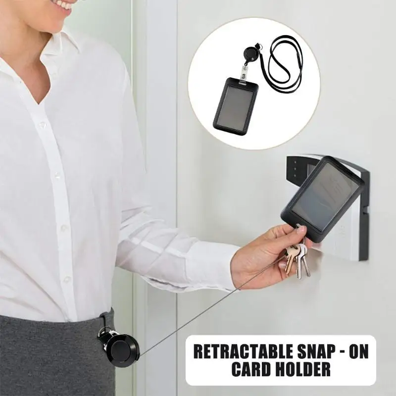 Neck Lanyard with Card Holder Retractable ABS Badge Holder With Quick Sliding Card Protectors Water Resistant Card Case