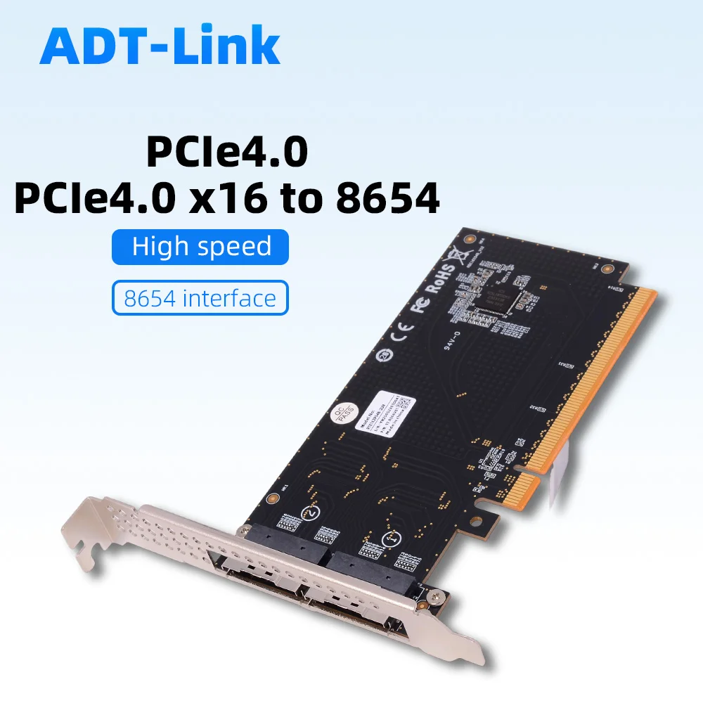 PCIe 4.0 5.0 16x To SlimSAS SFF8654 Adapter Motherboard MCIO Split Card for Single Slot GPU External Expansion X8/x16 High-Speed