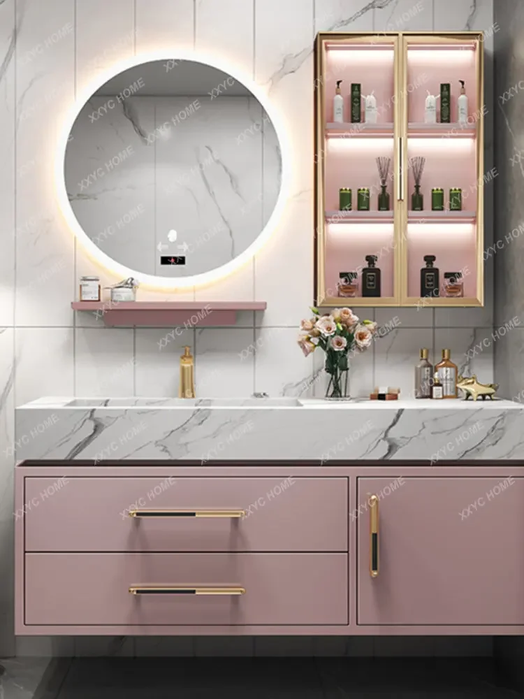 Cabinet With Mirror Furniture Vanity Light Luxury Slate One Basin Modern Minimalist Hand Wash Combination