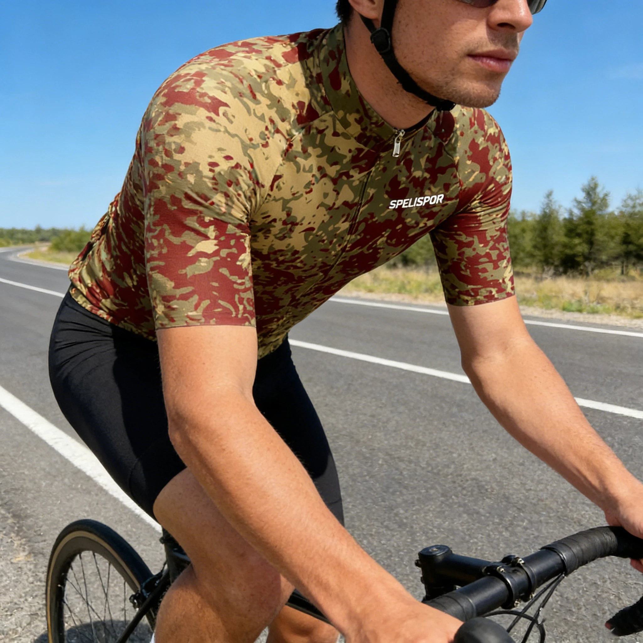 Unisex Camo Cycling Jersey Short Sleeve Summer Quick Dry Breathable Bike Shirts UPF50+ Sun Protection Road Bicycle Maillot Bicyc