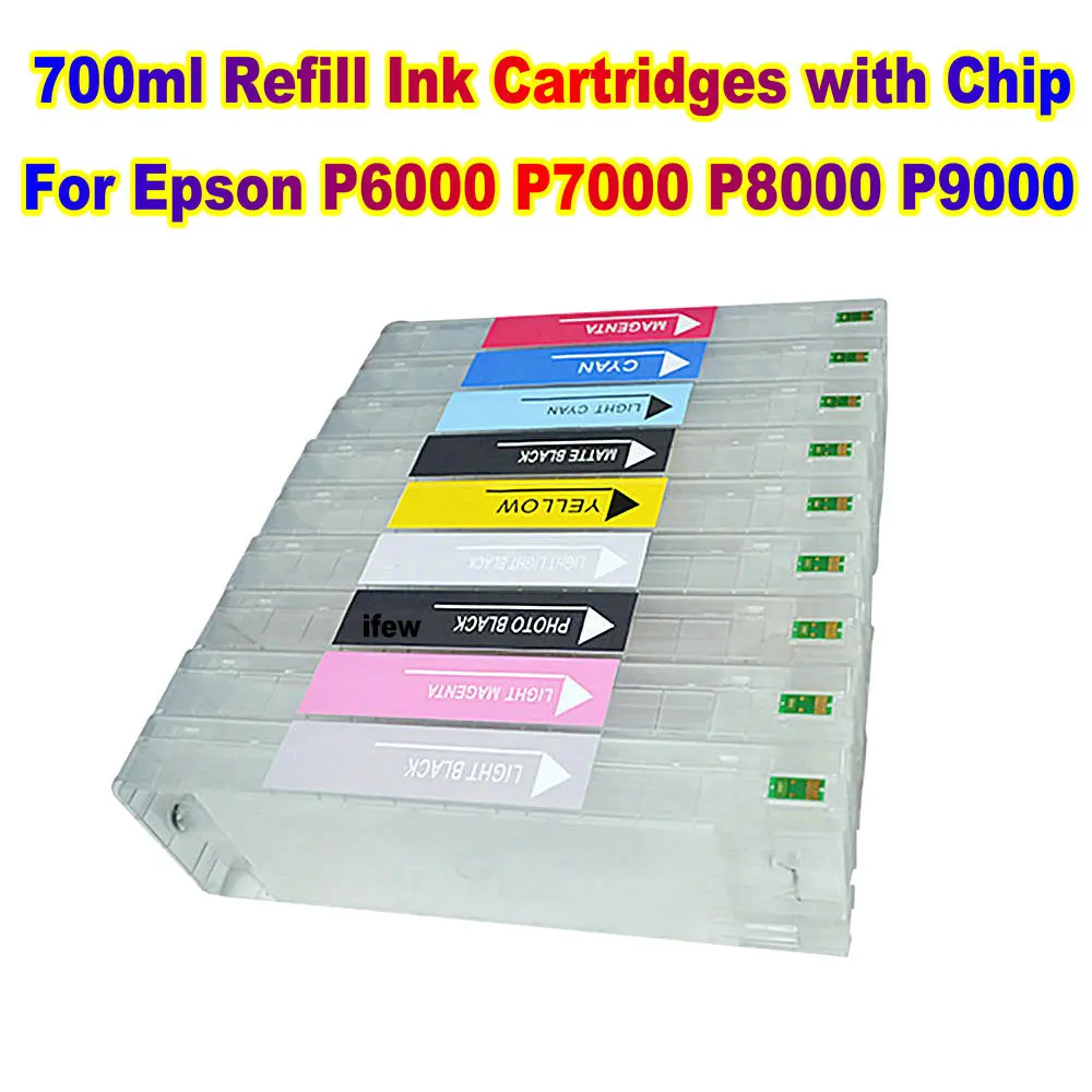 SC P6000 Surecolor Refilled Cartridge Empty Refill Printer Ink Cartridges with Chips For Epson SC P6000 P7000 P8000 P9000 700ML