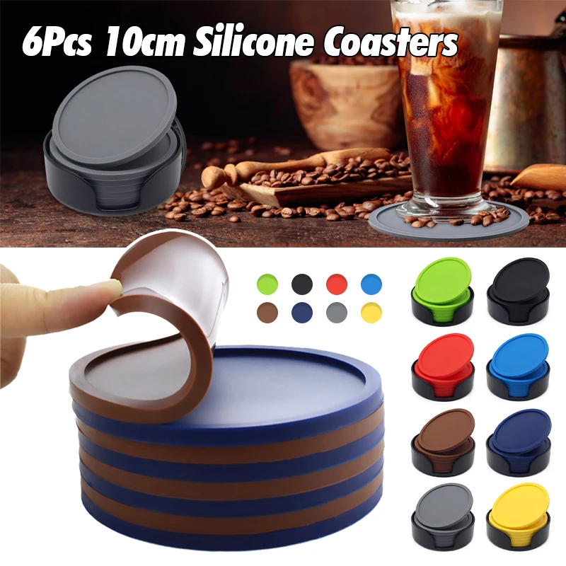 10cm Silicone Coasters Round Heat Resistant Rubber Tea Cup Mat Drink Coffee Mug Glass Beverage Holder Pad Table Mat Decoration