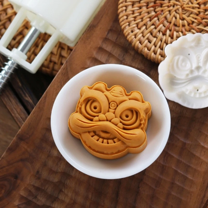 

Plastic Mooncake Mold 75g Lion Stamps Biscuit Cookie Cutter Mould DIY Fondant