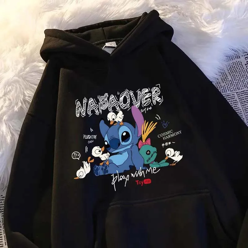 

Новинка 2025, повседневная модная спортивная толстовка с капюшоном в стиле ретро Disney Stitch, осень/зима, унисекс в кампусном стиле для мальчиков и девочек
