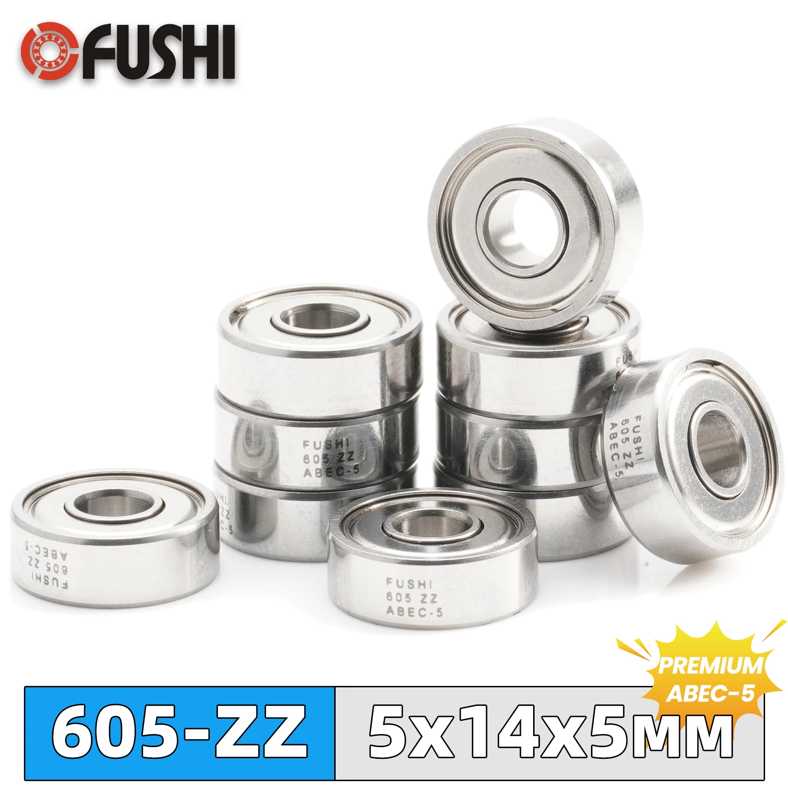 10PCS 605ZZ Bearing ABEC-5 5x14x5 mm Miniature 605Z Ball Bearings 605 ZZ EMQ Z3V3 For 3D printer parts R-1450ZZ