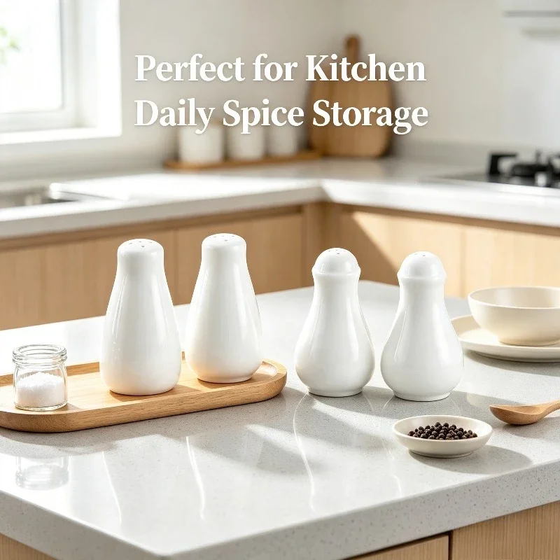 Japan Minimalist Pure White Ceramic Salt Shaker Creative Porcelain Pepper Bottle Cumin Seasoning Jar Kitchen Tools Single pack