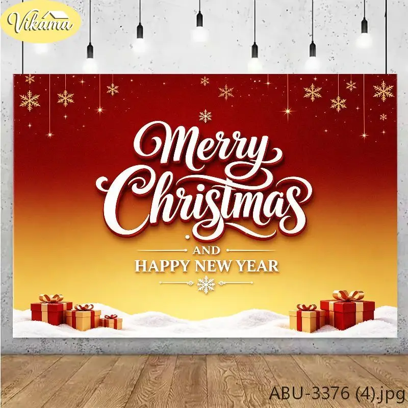 VIKAMA Christmas Backdrop Tapestry Wall Hanging, Durable Print, Wall Art for Photo Studio Party Living Room Bedroom Home Decor
