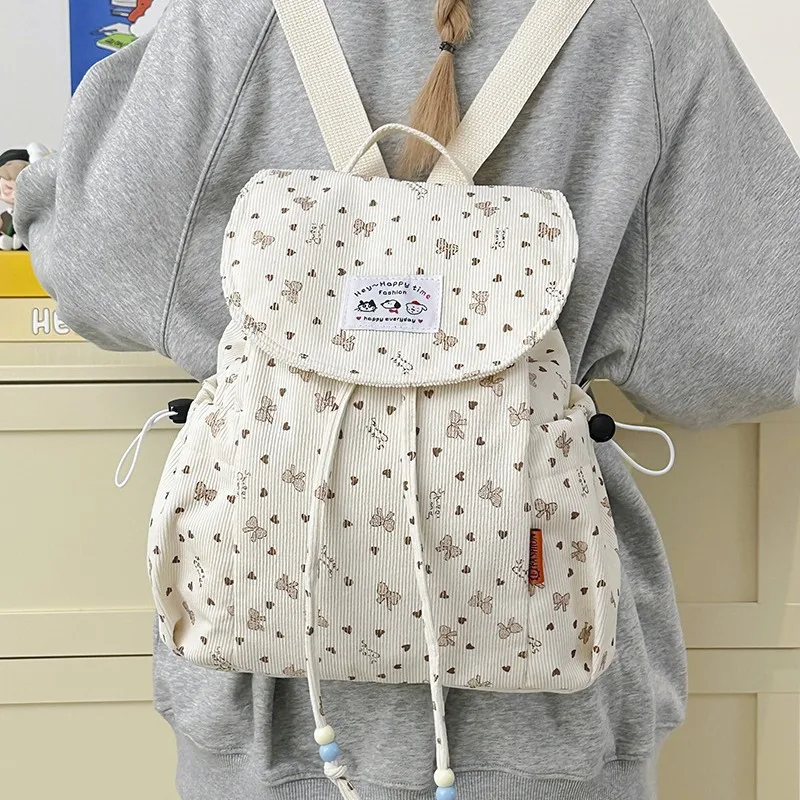 

Lightweight Drawstring Backpack Large Capacity College Style Nylon Backpack Cloth Korean Style Students School Bag Daily