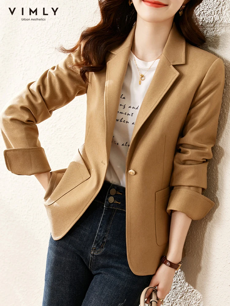 

Vimly 2023 Spring New In Women's Blazers Chic and Elegant Stylish Short Jacket Coat Long Sleeve Notched Outerwear Clothing