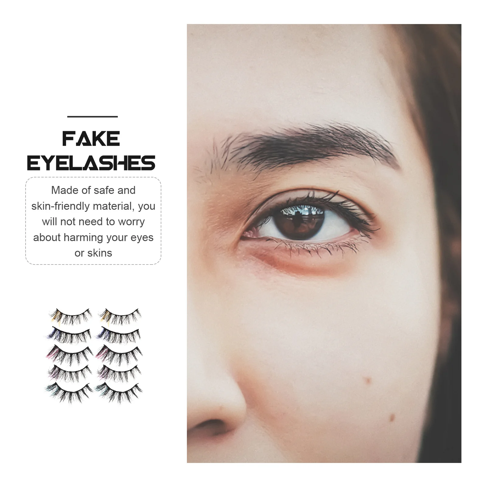 

5Pairs Fake Eyelashes Colorful Tip Curly Strip Easy Use Natural Look Day Night Makeup Lash Bulk Eyelashes Lashes in Bulk