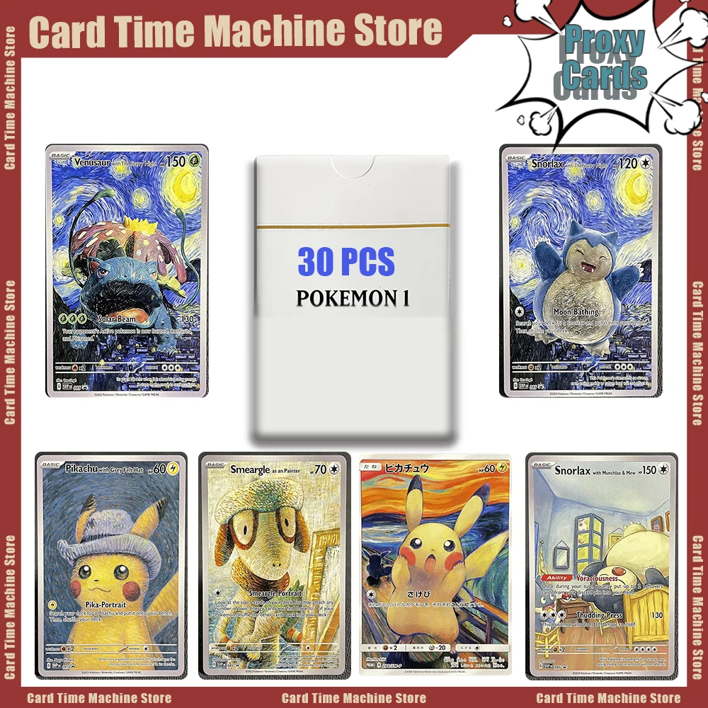 pokemon-proxy-cards-louvre-collaboration-boxed-set-bundle-cards-30-pcs-ptcg-collection-board-games-smeargle-pikachu-sunflora