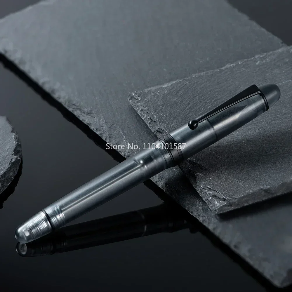 Newly Asvine V126 Vacuum Filling Fountain Pen Matte Black Titanium EF/F/M Nib Acrylic Writing Christmas Gift Pen For Office