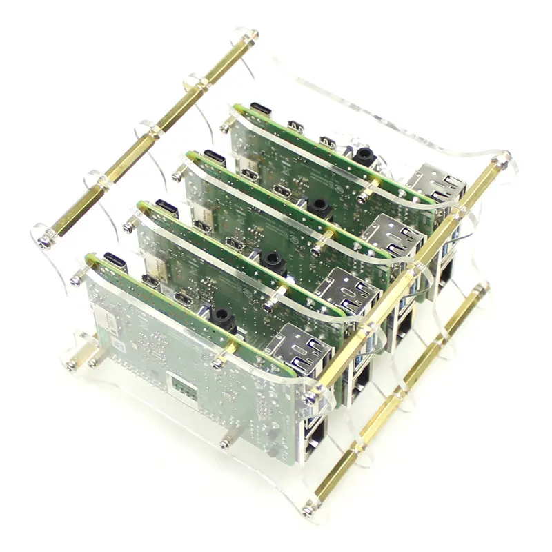 Raspberry Pi 4B 3B Plus Cluster Acrylic Enclosure Main Board Fixed Support Bracket Stack-Up Layer Case Housing
