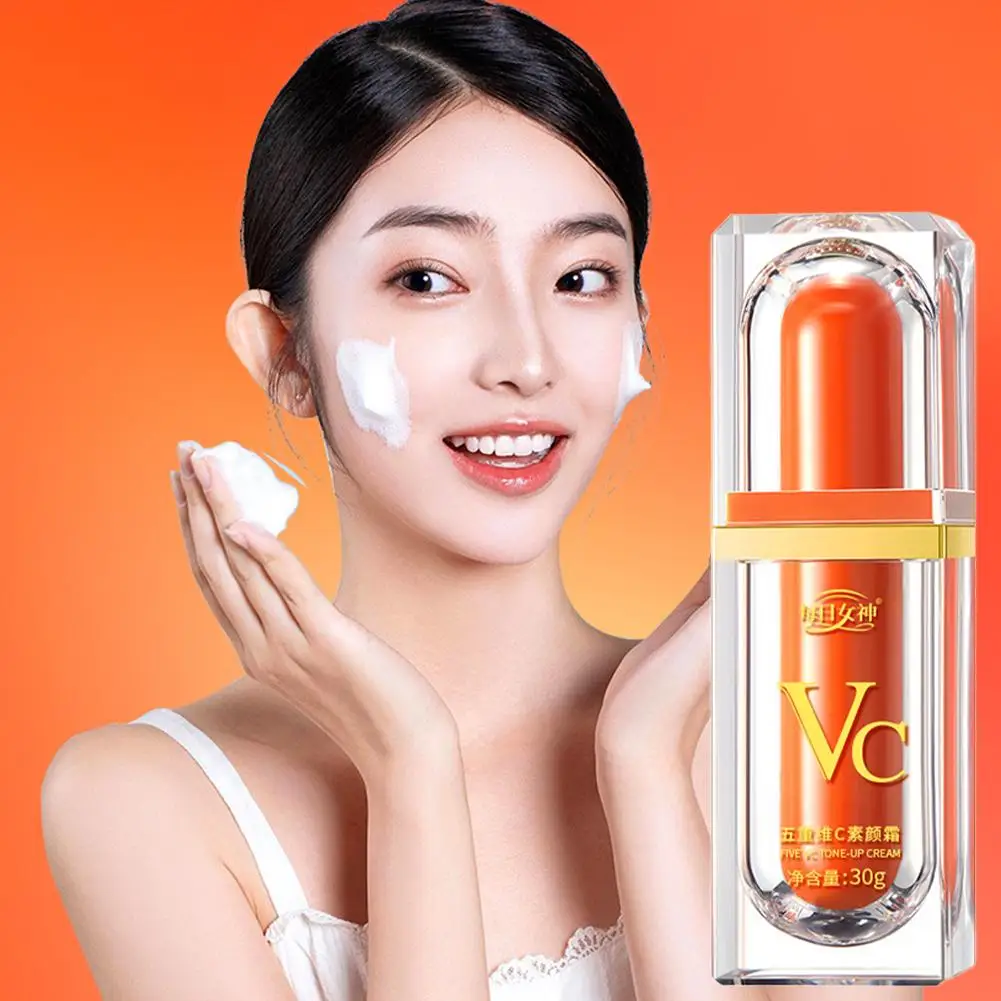 Nuevo 5 vitamina C tono crema vitamina C BB crema hidratante corrector poros luz de agua cara perezosa ocultar maquillaje hidratante B8X4