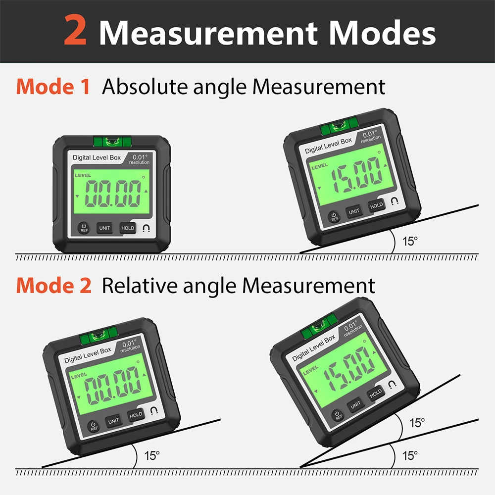 Mini Digital Angle Meter 4*90° Inclinometer With Magnetic Base Level Finder Protractor Angle Ruler Measuring Tool