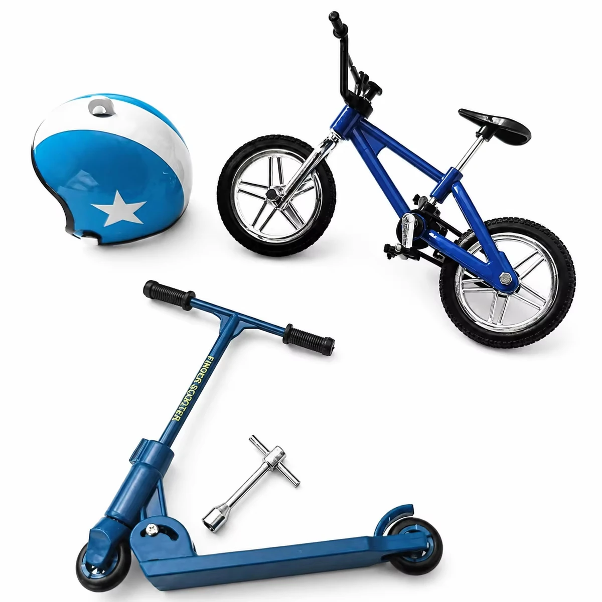 1:12 Miniatur-Fahrrad-Scooter-Set mit Reparaturwerkzeugen und Fahrradhelm für Puppenhaus-DIY-Diorama-Zubehör Mini-Sammlerstücke – Detail 11