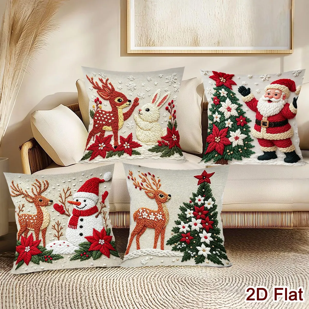 4 Stück Frohe Weihnachten Kissenbezüge Niedliche Schneemann-Kissenhüllen Weihnachtsdekoration für Zuhause Sofa Wohnzimmer Schlafzimmer 2026 – Detail 3