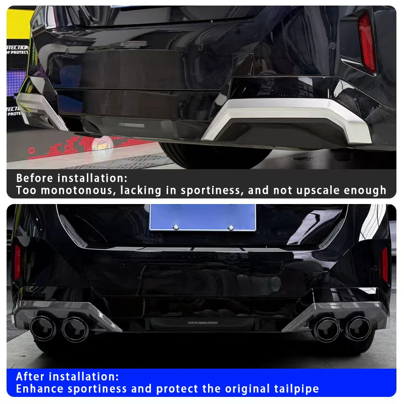 تصفيف السيارة الخلفي الشفاه المفسد الزاوية العادم تلميح الأنابيب الذيل الحلق Cvoer اكسسوارات الخارجي ملصق لسيارات BMW 5 Series G60 2024 +