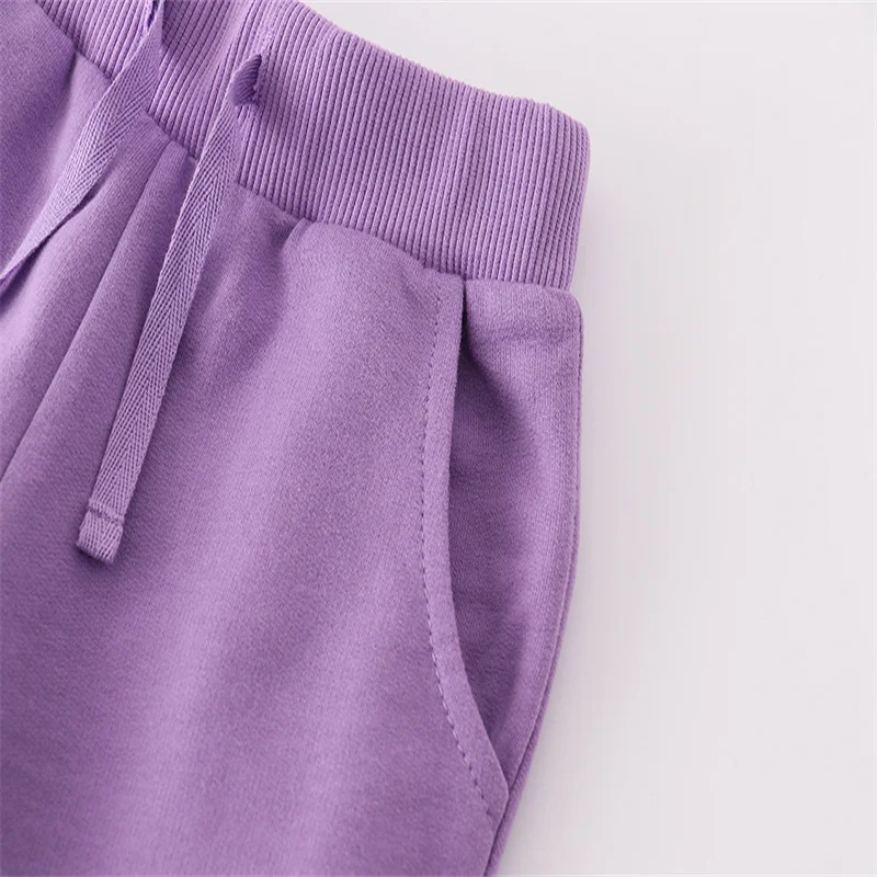 Jumping Meters Girls Purple Full Pants Children's Sweatpants Drawstring Autumn Spring Boys Girls Trousers Pants Baby Clothes