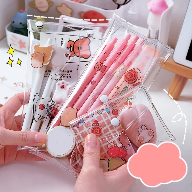 Korean Ins Transparent Cosmetic Bag Travel Makeup Bag Cosmetic Pouch Cute PVC  Storage Small Large Clear Brush Mini Organizer