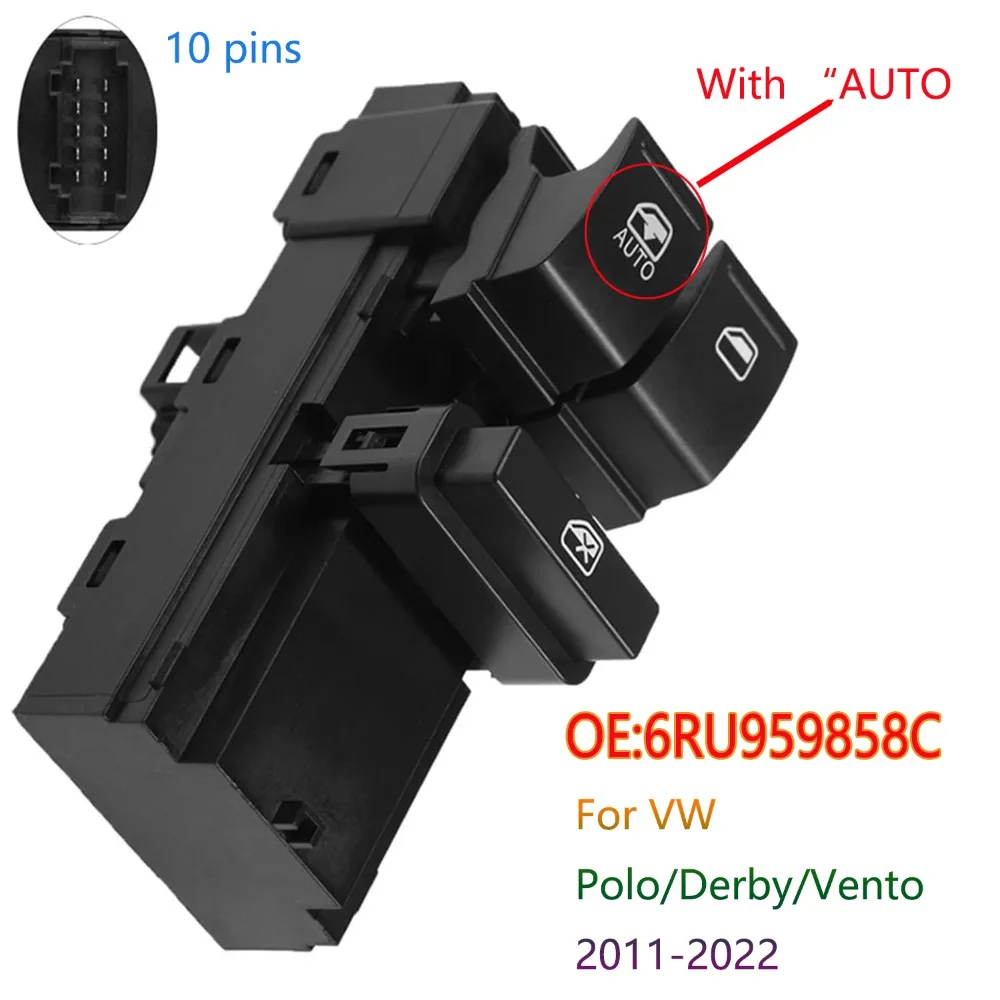 6RU 959858 C accesorios para VW Volkswagen Polo Derby Vento 2011-2022 interruptor de ventana eléctrica delantera botón de Control piezas de automóvil