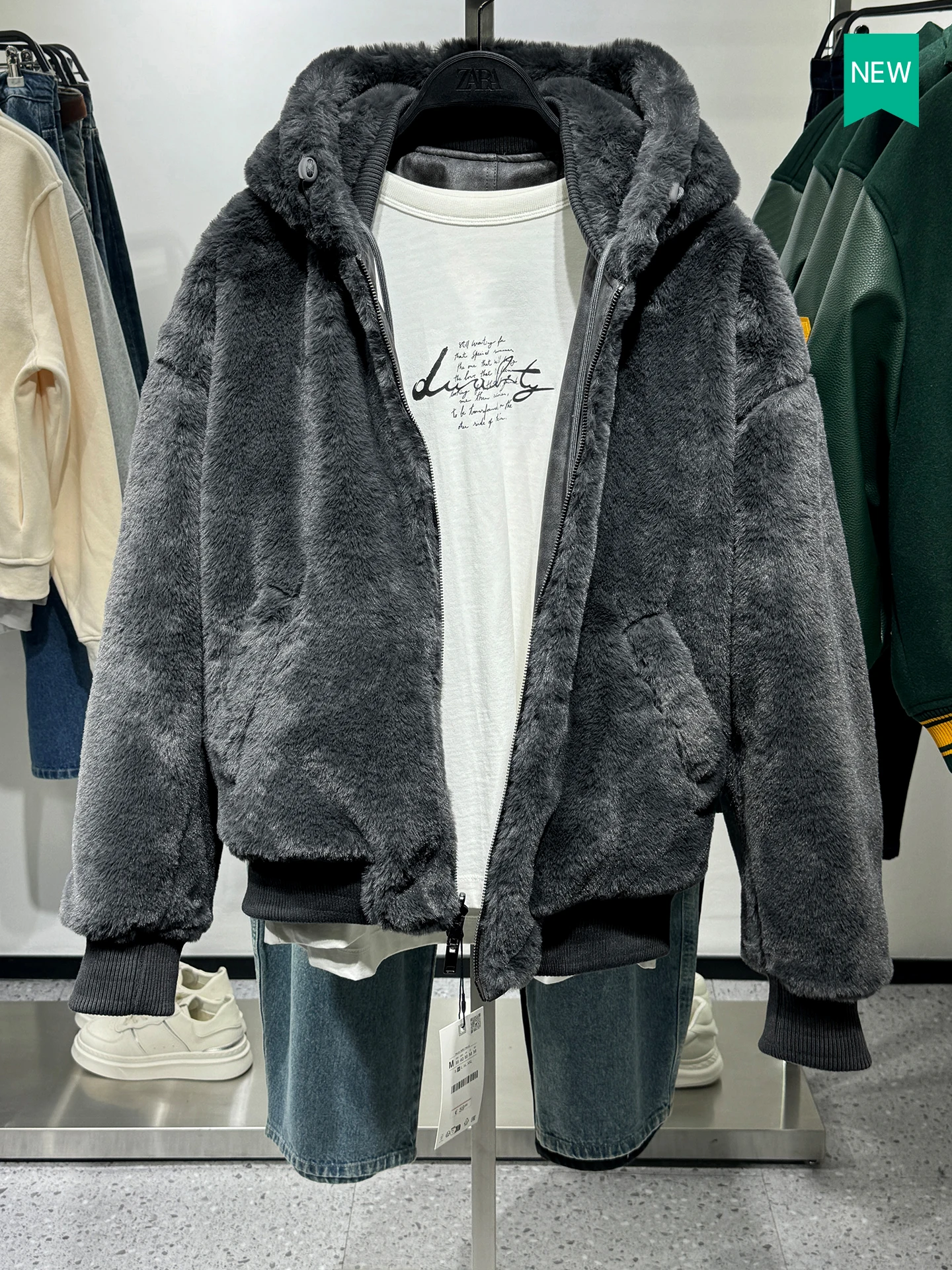

Double-Sided Wear Leather Effect Jaet Men's Winter New Arrival Fake Fur Coat ZA099340 80 Casual Sle Warmth Insulated Zi...