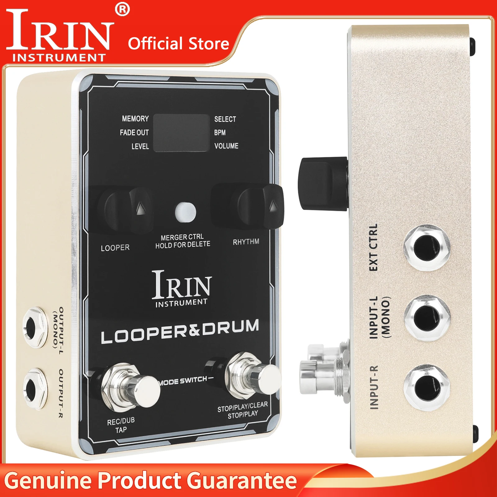 

IRIN XS-04 Electric Guitar Effects Pedal Phrase Looper＆Drum Machine 40 Looper 100 Drum Rhythms 10 Metronomes Bass Guitar Parts