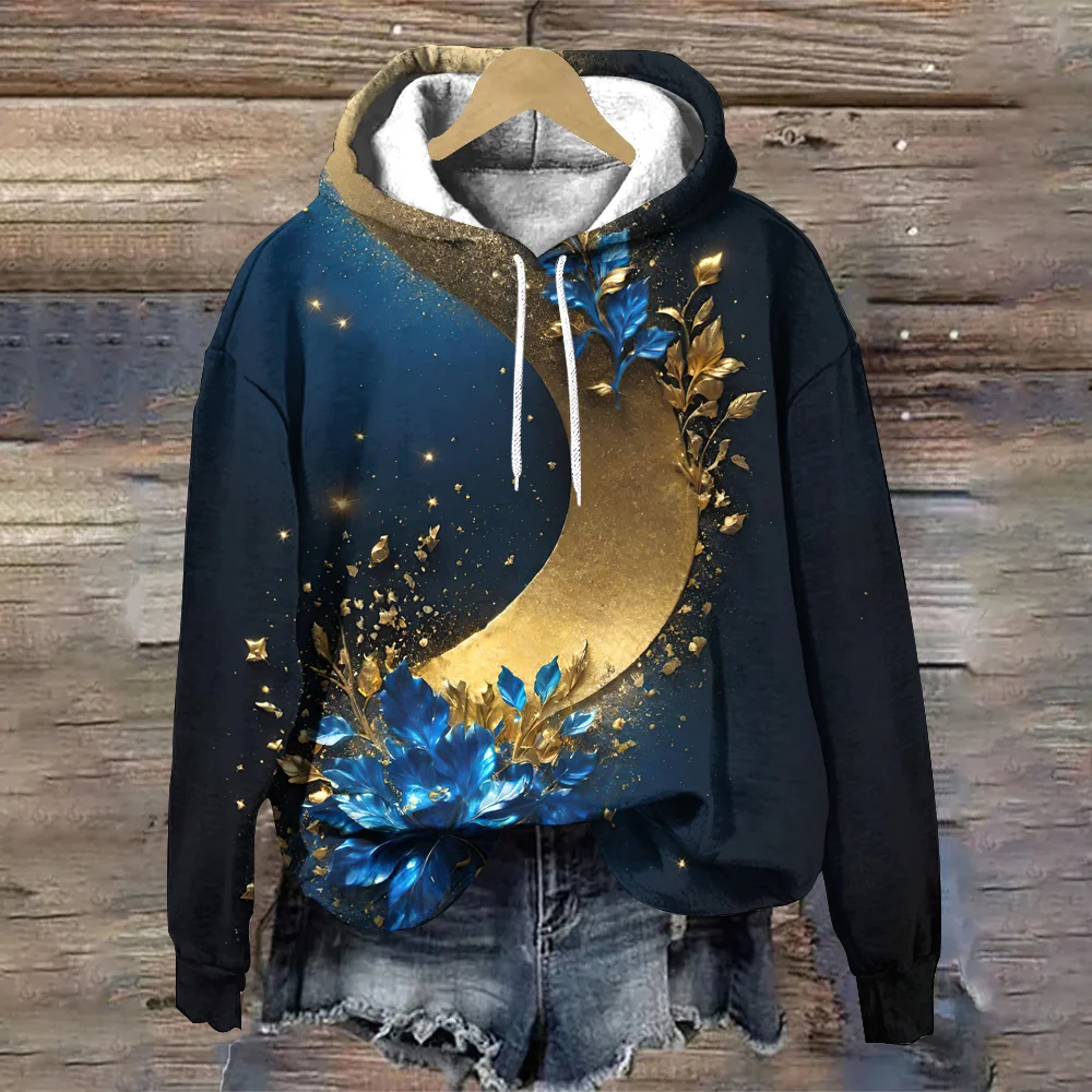 2024 Nieuwe Designer Veren Patroon Trui Hoodies Herfst Modetrend Dameskleding Tops Casual Losse Dames Sweatshirts