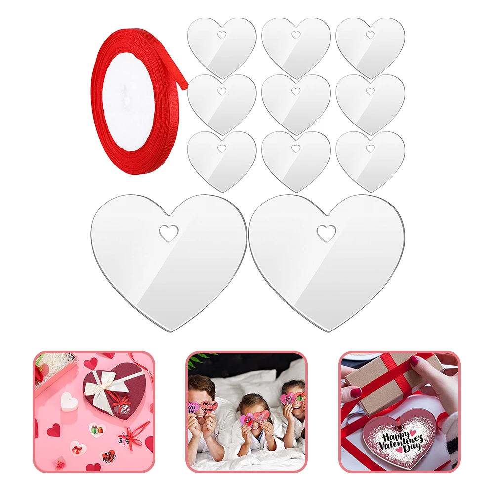 

1 set 1 Set Acrylic Heart Shape Blank Pendant Diy Hanging Tag Valentine'S Day Decoration Craft Wedding Gift Keychain Ornament