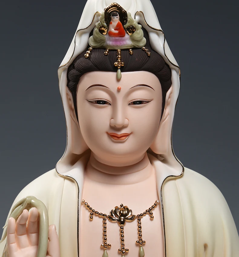 5A+ HOME shop high grade Buddha statue Guan yin PU SA Avalokiteshvara COLOR Ceramic bless safe good luck