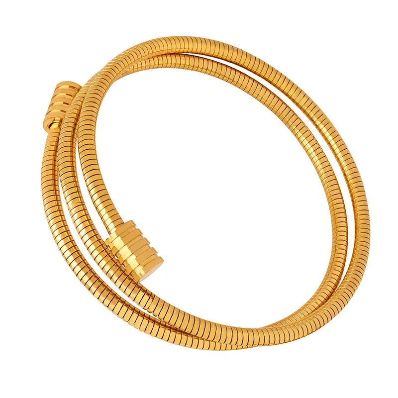 Double Layer Bracelet For Women Fashion Elastic Gold Color Spanish Stainless Steel Bracelet Couple Jewelry Gift  wholesale