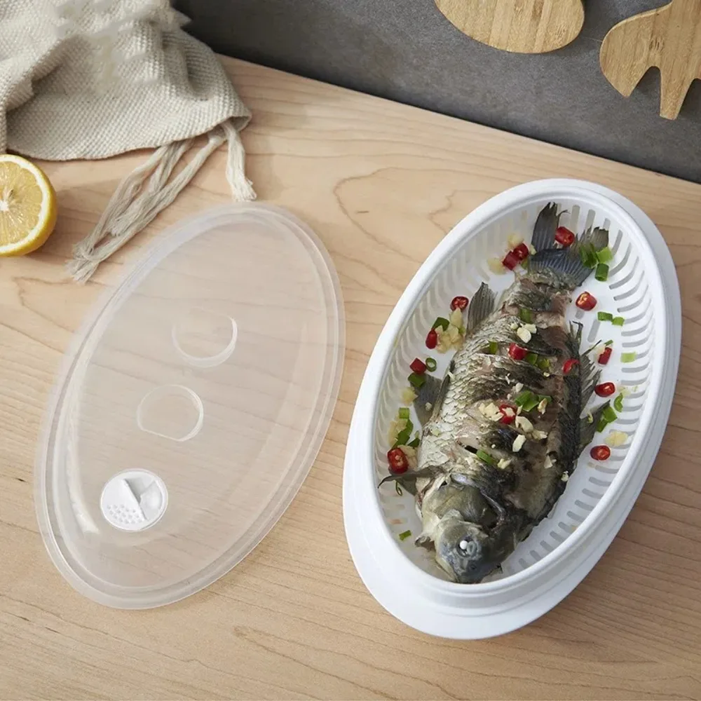 

with Lid Microwave Fish Steamer Easy To Use Fast Heat Conduction Microwave Oven Steamer Microwave Steamed Fish Plate Bun