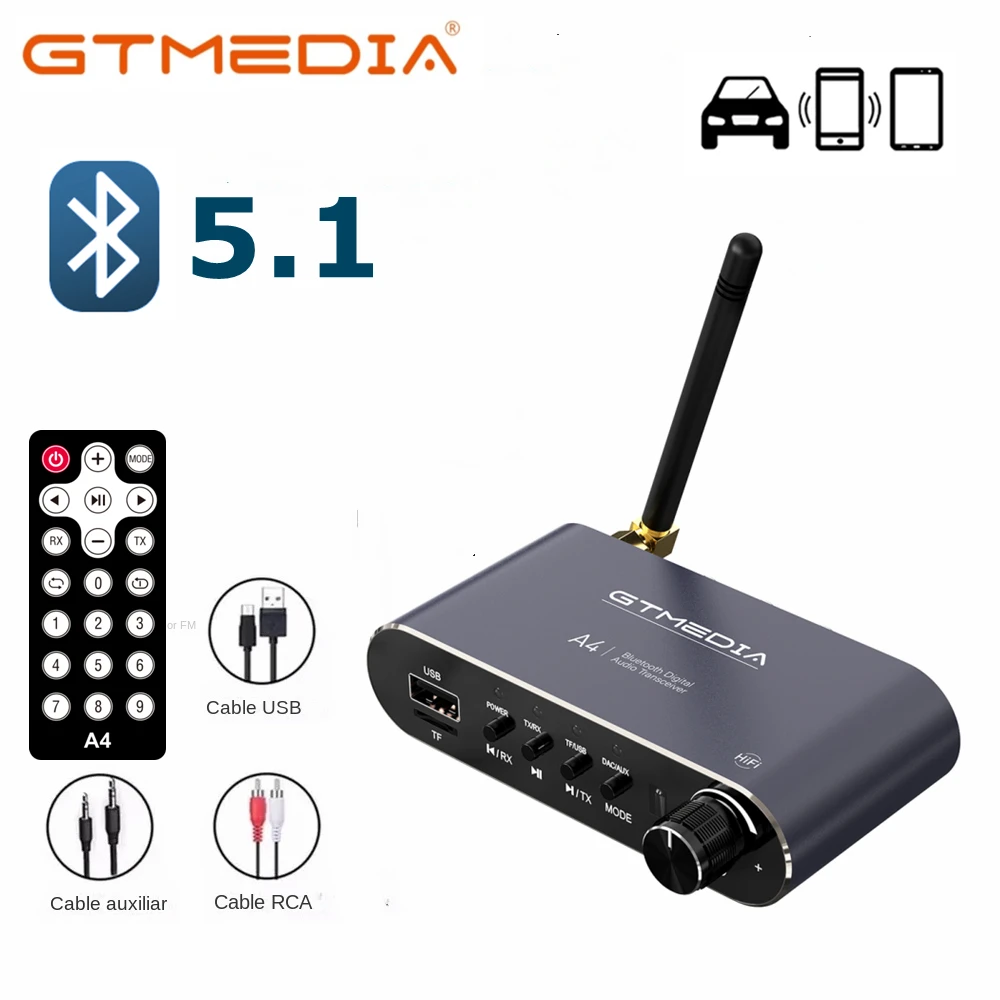 Upgraded Bluetooth 5.1 Audio Transmitter Receiver RCA 3.5mm AUX Jack USB Dongle Music Wireless Adapter For Car PC TV Headphones