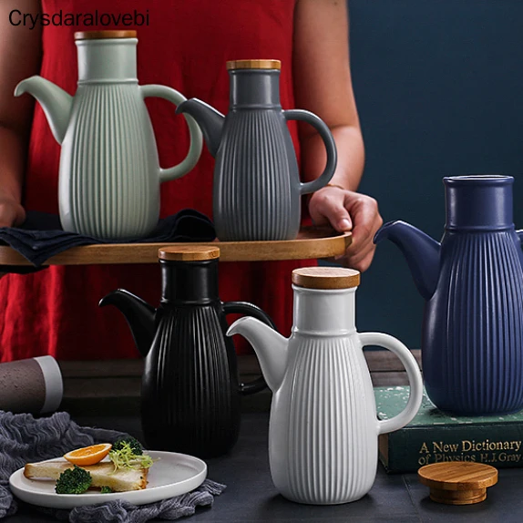 

Japanese Style Ceramic Vinegar Bar Oil Bottle Storage Household Kitchen Tools Leak-proof Seasoning Bottles Soy Sauce Pot