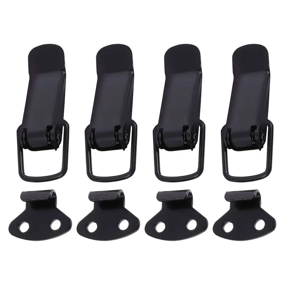 

16pcs 4 Sets Spring Loaded Cabinet Latches Toggle Clamp Closure Locks Hardware For Doors Windows Lids Black Heavy Duty Iron Box