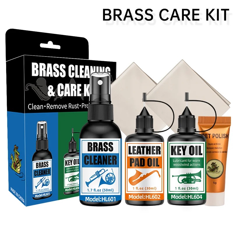 مجموعة العناية بالقرن الفرنسي للتنظيف وزيت تلميع لـ Trumpet Trombone Tuba لجميع منظف صيانة الآلات الموسيقية النحاسية #1
