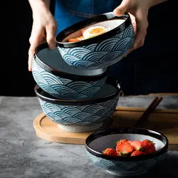 Japanese Ceramic Bowl Soup Noodles Bowl Tableware Restaurant Rrtro Fruit Salad Rice Bowl For Household