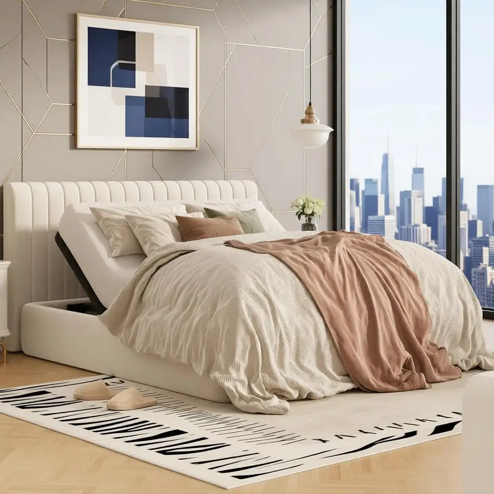 Sommier réglable Queen Size Flexispot avec massage, gravité zéro, positions mémoire, assemblage facile, moteur silencieux, Le réglable