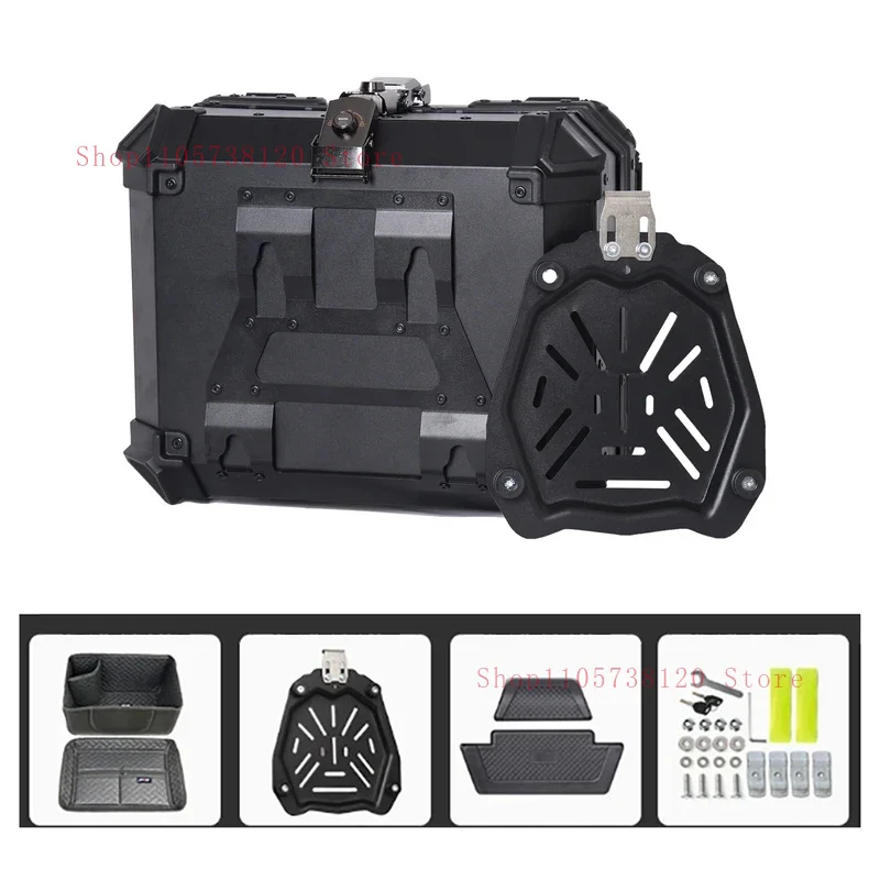 New L Motorcycle Rear Storage Box Aluminium Alloy Trunk Lage With Bracket And Base Plate