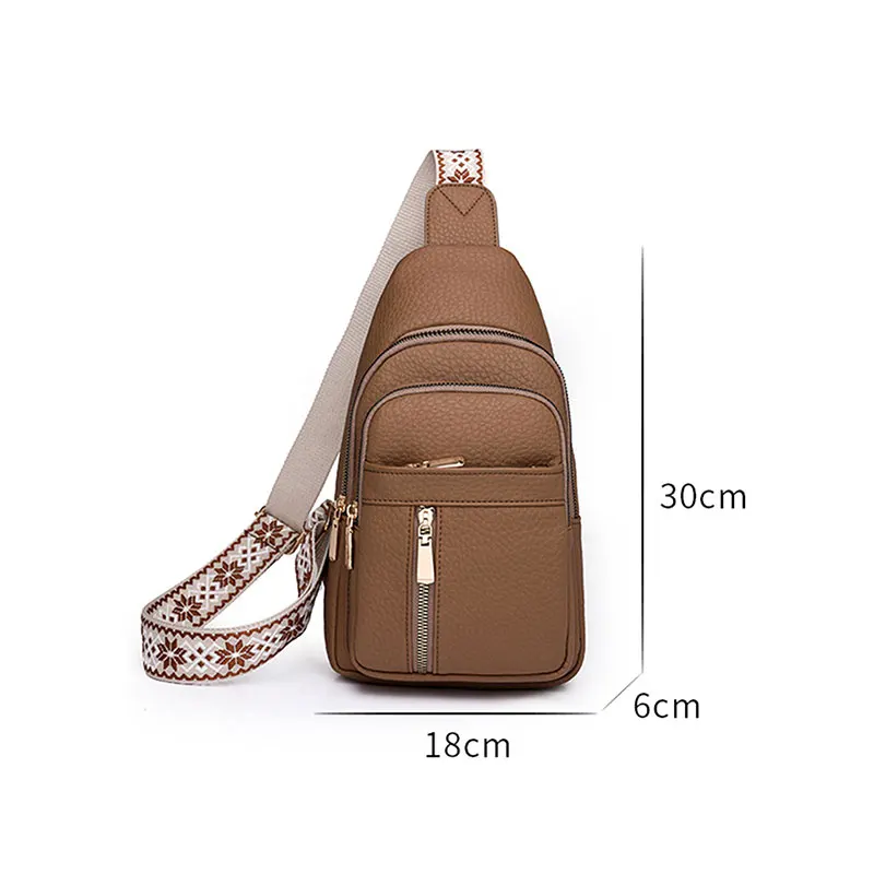 New Chest Bags for Women PU Leather Shoulder Bags Fashion Ladies Crossbody Casual All Match Messenger Purse Outdoor Daily Pack