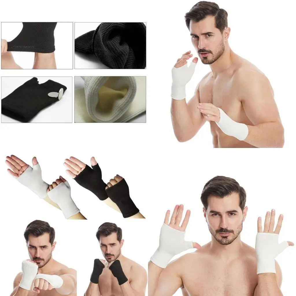 

652F Fingerless Wrist Gloves Sports Wrist Support Brace Compression Gloves Hand Support Wrist Thumb Support Sleeve