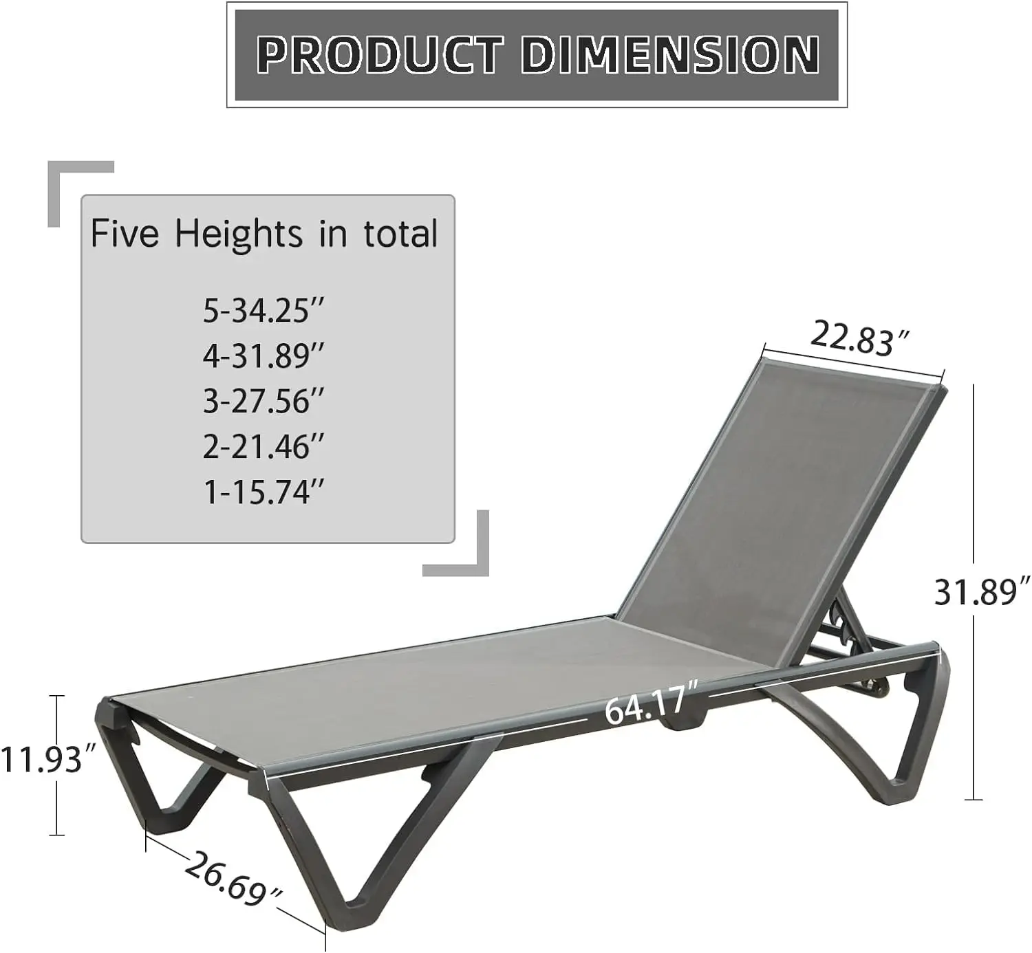 Domi Outdoor Chaise Lounge Set of 2,Pool Lounge Chair,Aluminum Sling Lounge Chairs for Outside with 5 Adjust able, Customized