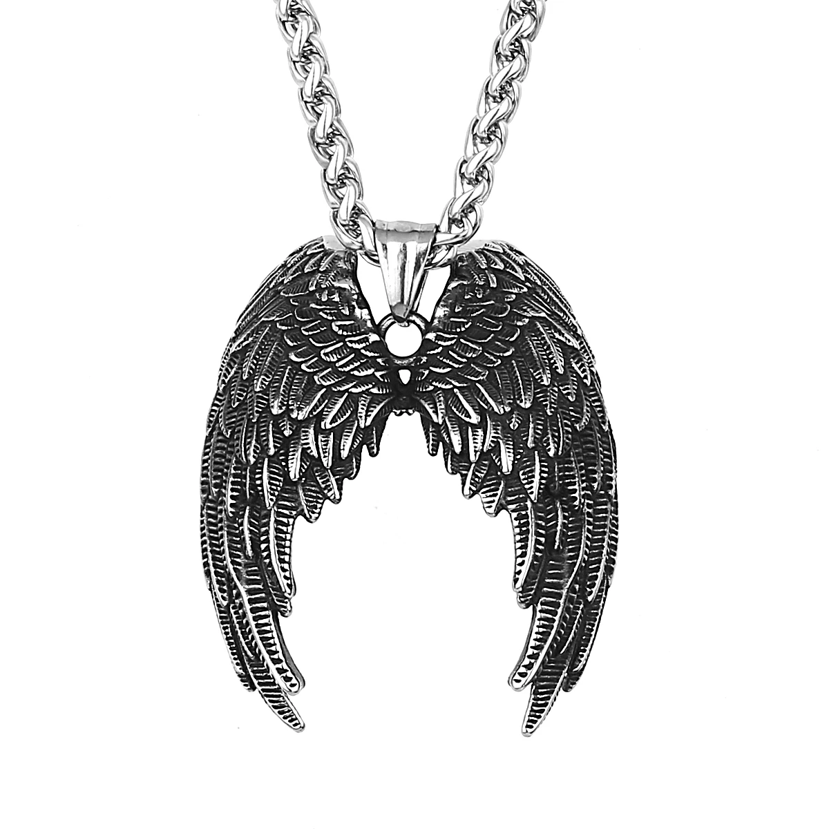 Retro High Quality Angel Wings Pendant Unisex Fashion Trend 316L Stainless Steel Pendant Necklace Jewelry Gift Wholesale