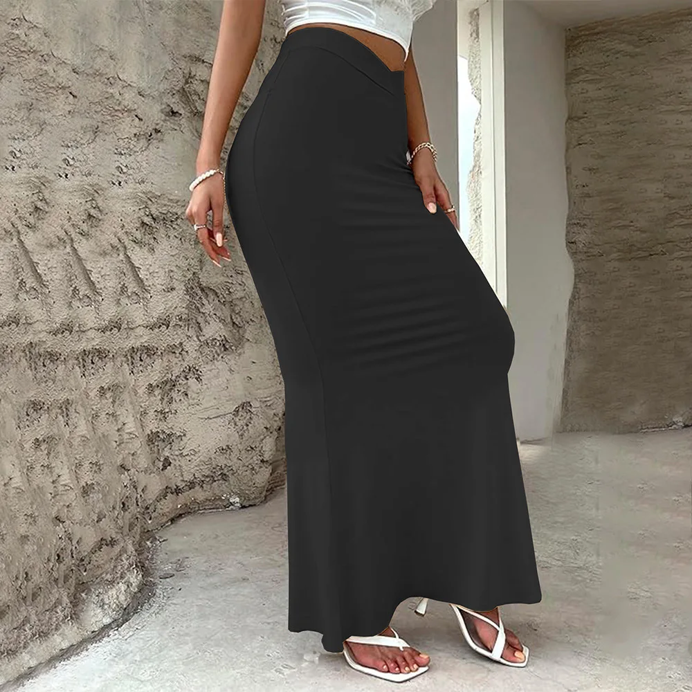 

2025 New Black Gentle Temperament Spring and Summer High Waisted Fish Tail Half Body Wrapped Buttocks Skirt for Women