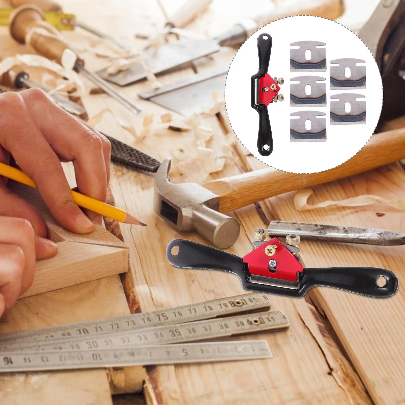 

1 Set Wood Planer Spokeshave For Curved Surfaces Double Screw Adjustment Flat Bottom Hardwood Handle Durable Sharp Blade Wood