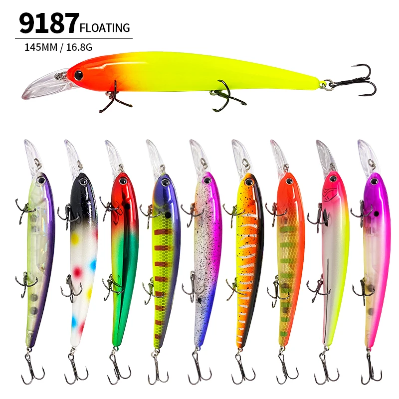 145mm 16.8g Slim Big Floating Minnow Fishing Lures Long Shot Trolling Wobbler for Pike Swimbait Artificial Hard Bait Tackle